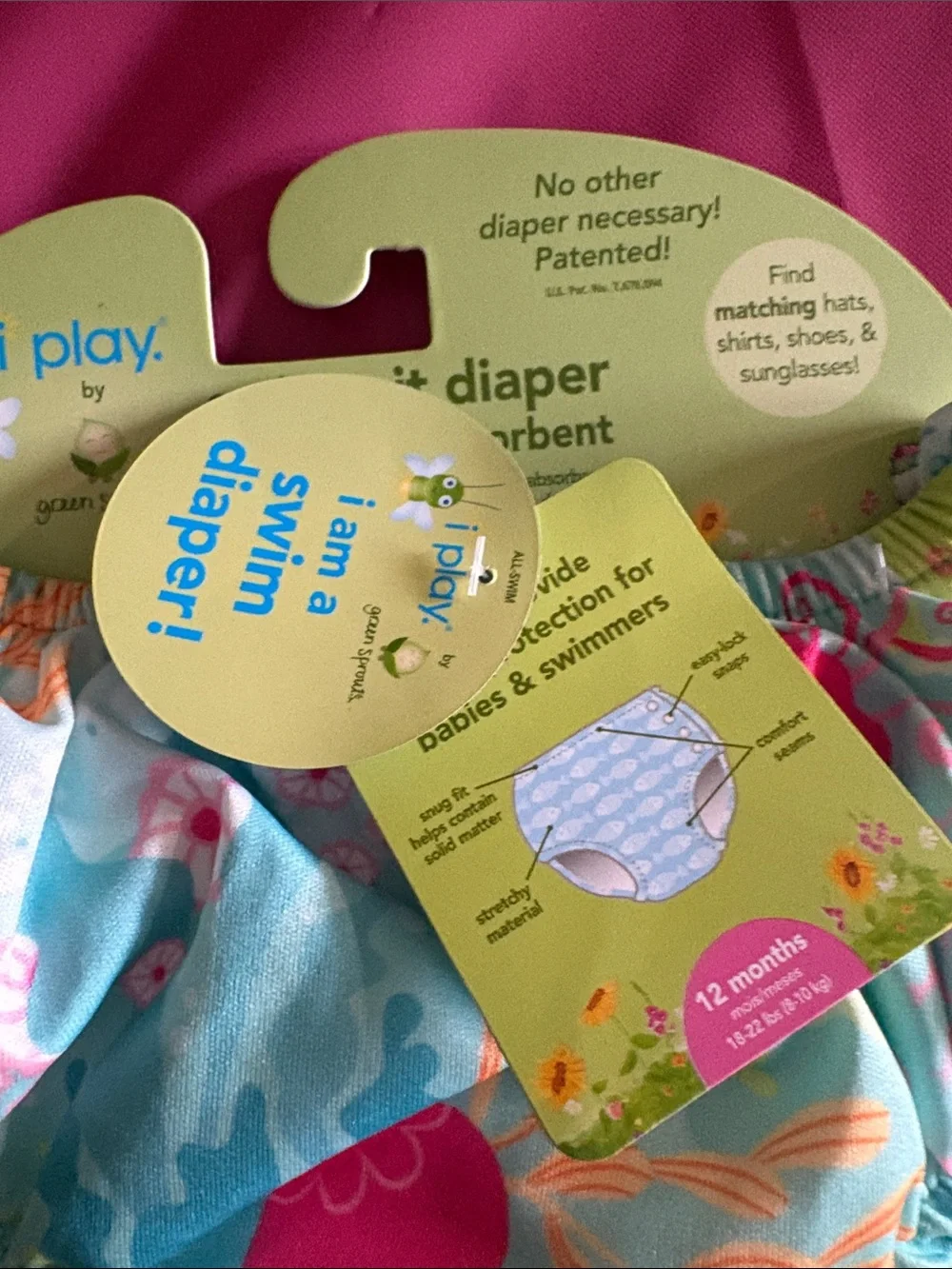 i play. Aqua Swim Diaper Cover with Pink Jellyfish Print